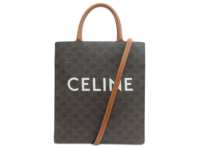 Céline Borsa 2-Way Celine Vertical Cabas Triomphe Marrone Marrone scuro 