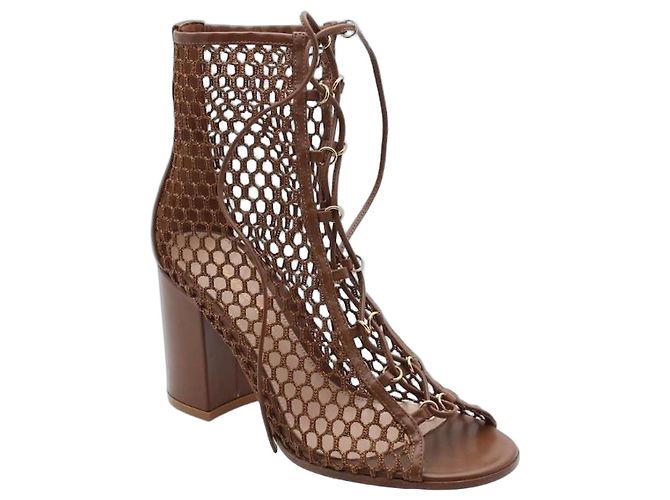 Gianvito Rossi Braune Mesh Schnürstiefeletten