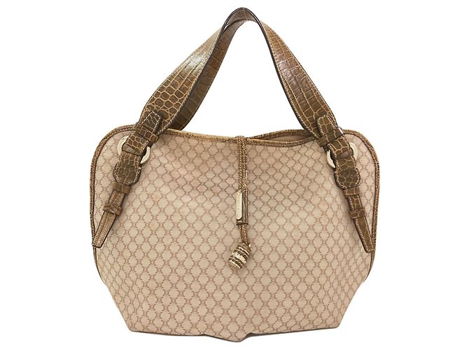 Céline Celine Macadam Muster Canvas Tote Bag Beige