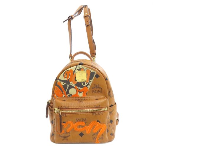 Zaino MCM in PVC marrone con logo