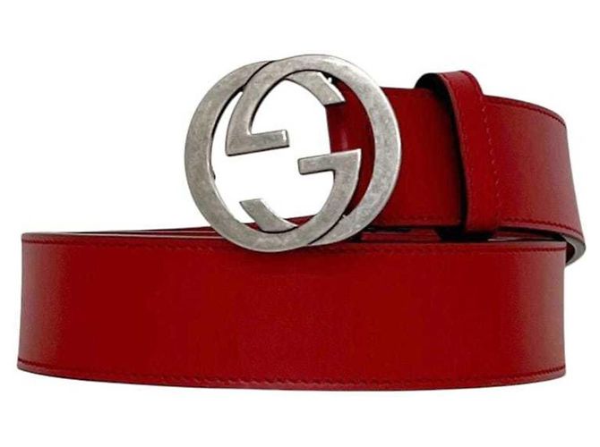 Cinturón Gucci de cuero rojo Roja