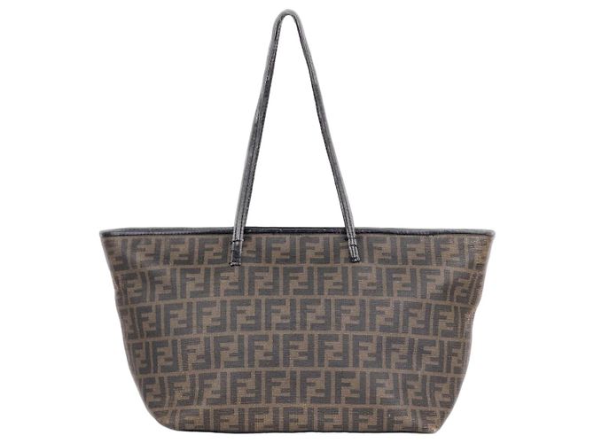 Bolsa Shopper Roll Fendi 2000s Zucca Canvas Marrom