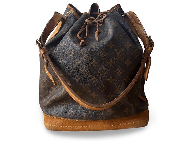 Noe Bolsa Louis Vuitton Noé Bege Couro e Tecido