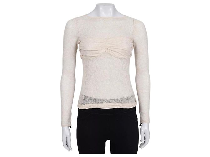 Top ajustado de encaje beige Louis Vuitton Talla 36 Segunda mano