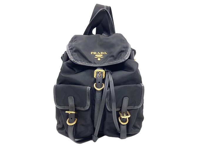 Prada Logo Nylon Backpack Black