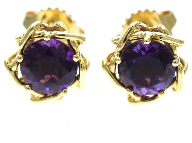 Tiffany & Co Tiffany Amethyst Goldstecker-Ohrringe Golden