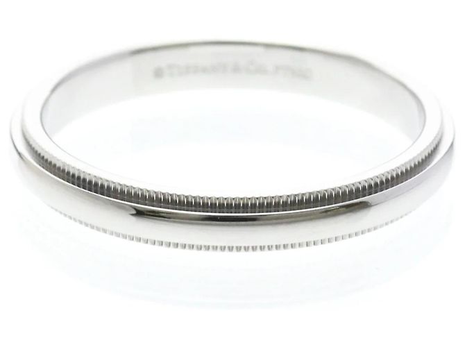 Tiffany & Co Anillo de banda Tiffany Milgrain en platino Plata