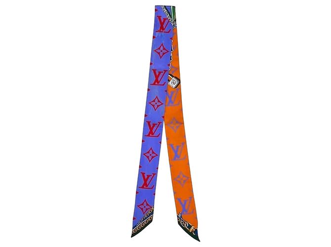 Sciarpa in seta Monogram Louis Vuitton Rosso Blu Arancione 