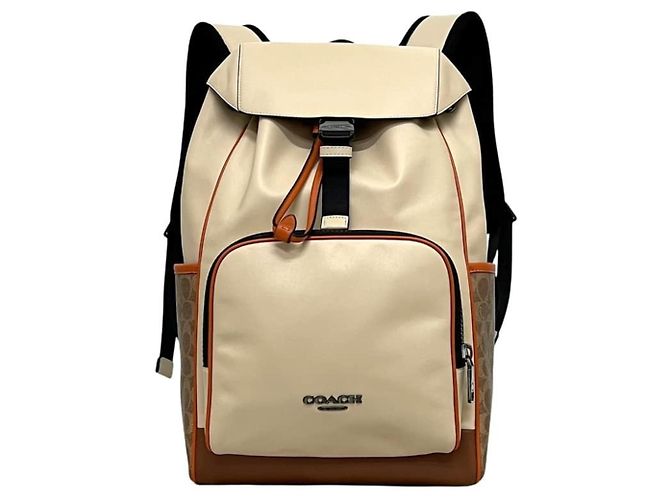 Coach Signature Lederrucksack Weiß Beige