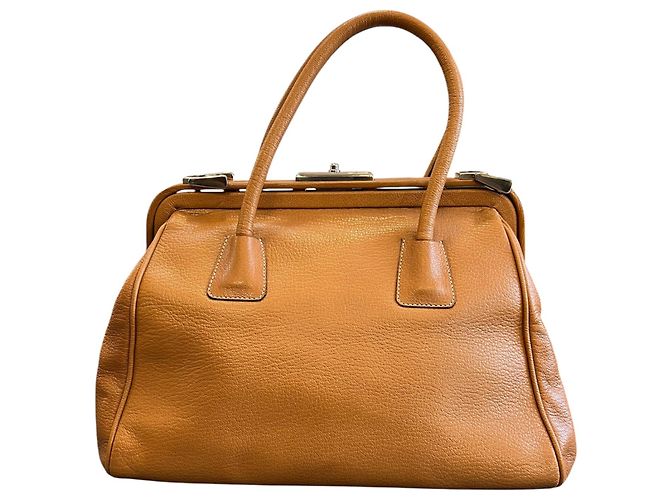 Prada Goatskin Madras Zipper Handbag