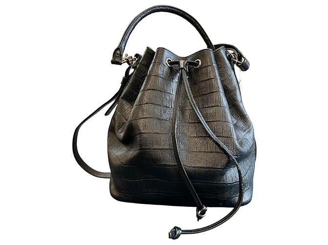 Bolsa Bucket Emmanuelle em couro de vitelo com relevo de crocodilo Saint Laurent