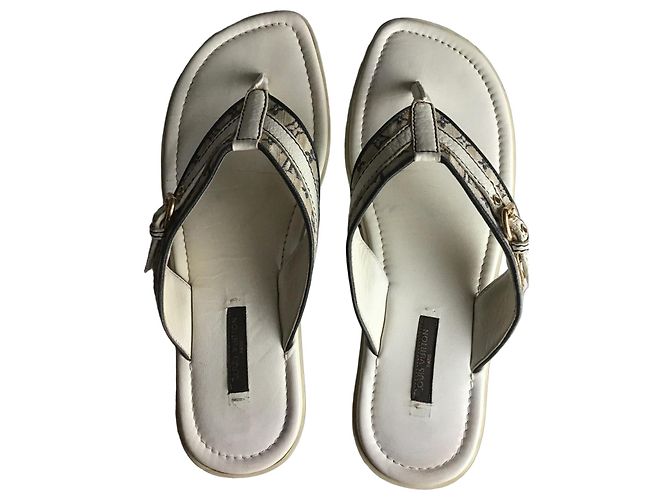 Louis Vuitton Mini Lin Monogramm Flip-Flops Weiß