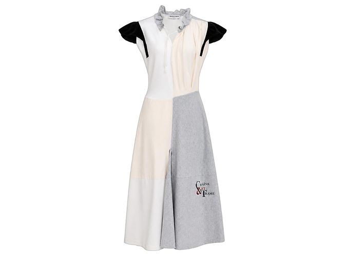 Everyday Patchwork-Kleid Balenciaga Schwarz Weiß Beige Grau Dunkelblau