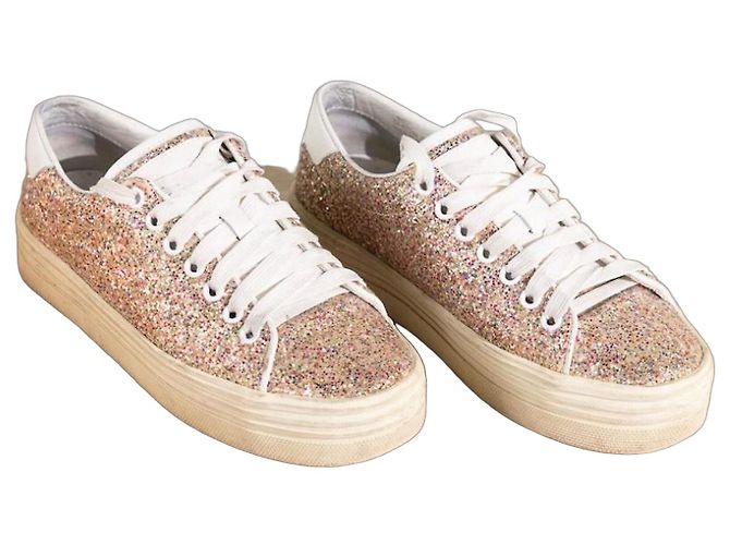 Saint Laurent Sneaker in Rosa Glitzer Pink Weiß Golden