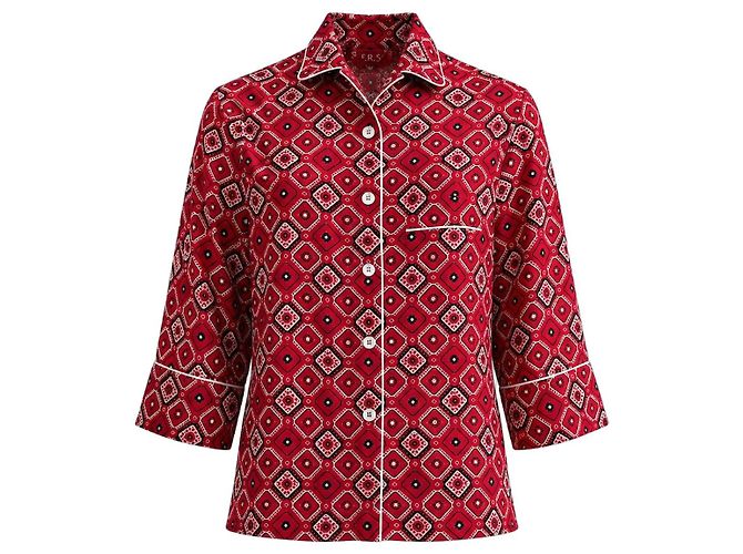 Autre Marque Camicia in seta F.R.S. For Restless Sleepers Nero Bianco Rosso