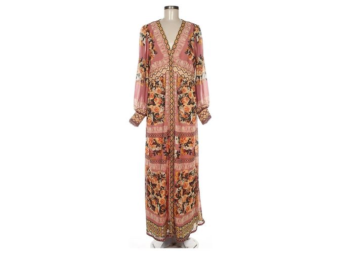 Autre Marque Vineet Bahl Maxikleid Rosa Floral Print Pink Mehrfarben
