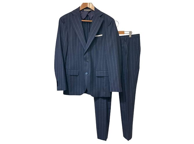 Autre Marque Conjunto de fato de lã com riscas PAOLONI Azul Azul marinho