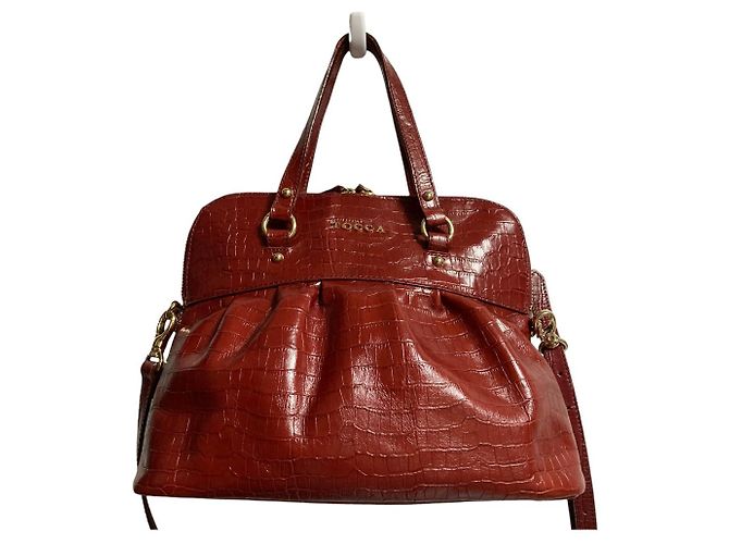 Autre Marque Borsa a 2 modi in pelle con stampa coccodrillo TOCCA Marrone Bordò