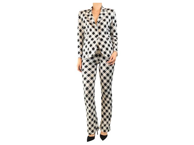 Norma Kamali Black and white gingham trousers and blazer set - size S