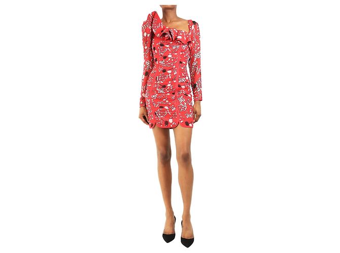 Self portrait Rosa Mini-Ruchkleid - Größe UK 4 Pink