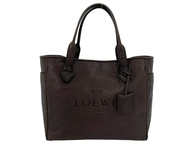 Sac cabas en cuir avec logo gravé Loewe Heritage