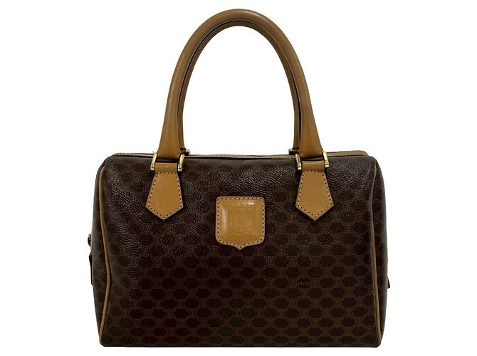 Céline CELINE Vintage Macadam Blazon Triomphe Lederhandtasche Braun