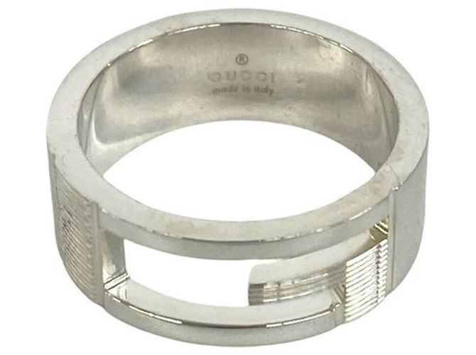 GUCCI G Logo Motif Sterling Silver Ring Silvery