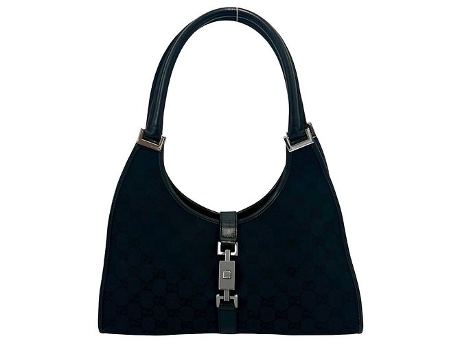 Sac cabas GUCCI Jackie Logo Hardware GG Pattern Noir