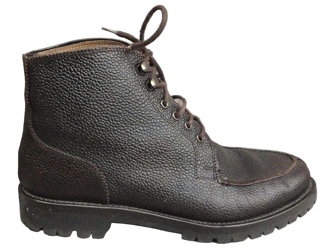 Autre Marque Botines de cuero marrón Castaño