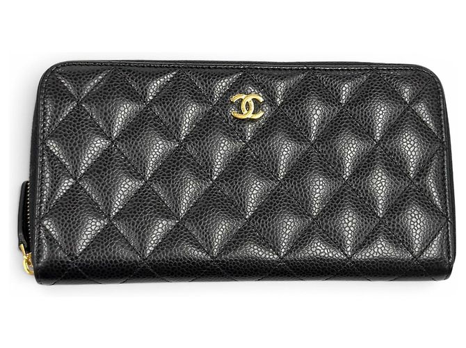 Timeless Portafoglio lungo in pelle di vitello martellata nera Chanel Nero