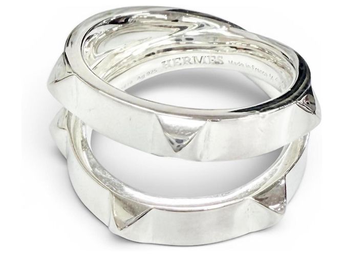 Ring Hermès Anello Clou de H Double Band Hermes Argento