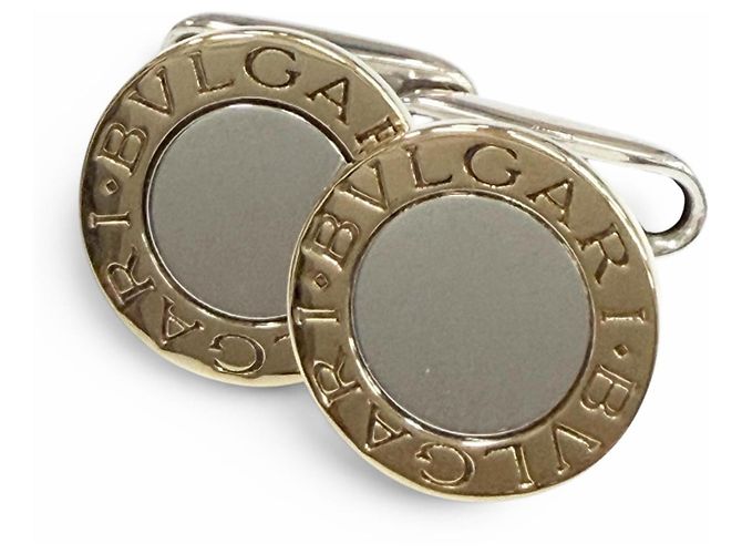 Bulgari Bvlgari Manschettenknöpfe aus 925 Silber und Gold Golden