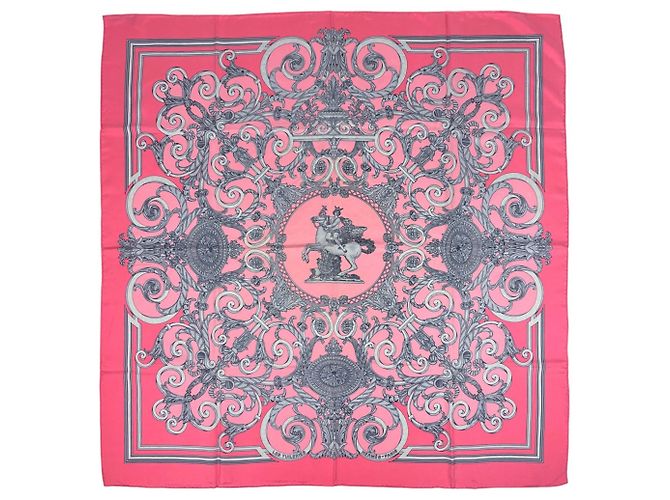 Garden Pañuelo Carré 90 Les Tuileries Hermès Castaño Rosa