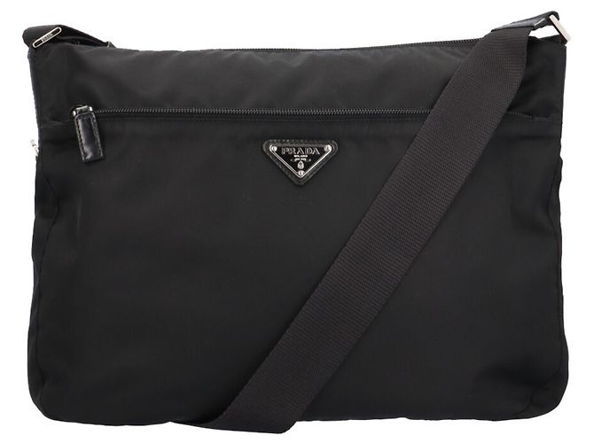 Borsa a tracolla in nylon nero Prada