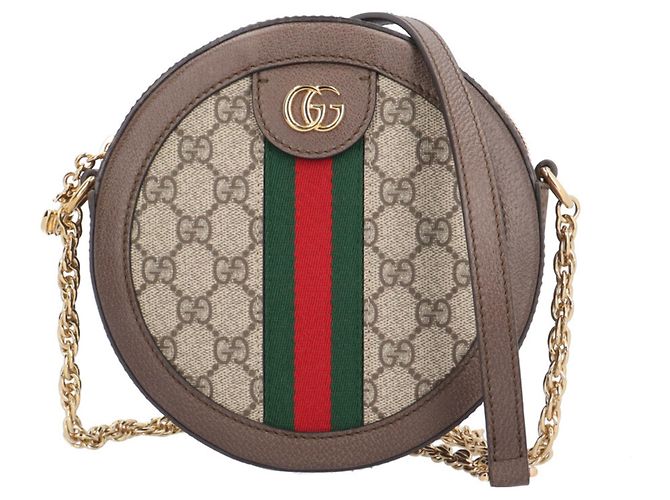 Bolsa de ombro GG Mini Round da Gucci Marrom Bege