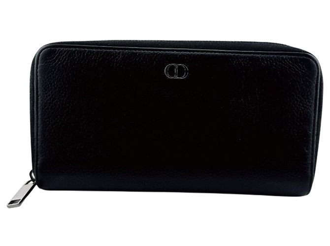 Christian Dior Black Leather Long Wallet