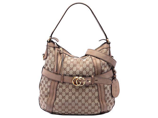 Bolsa Satchel Gucci Bege Medium GG Canvas