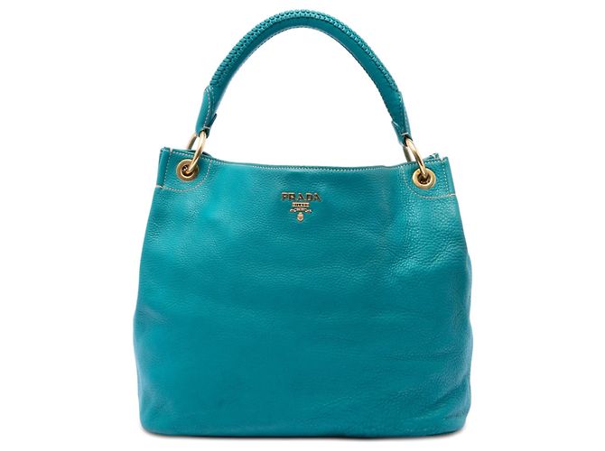 Prada Blue Vitello Daino Hobo Turchese