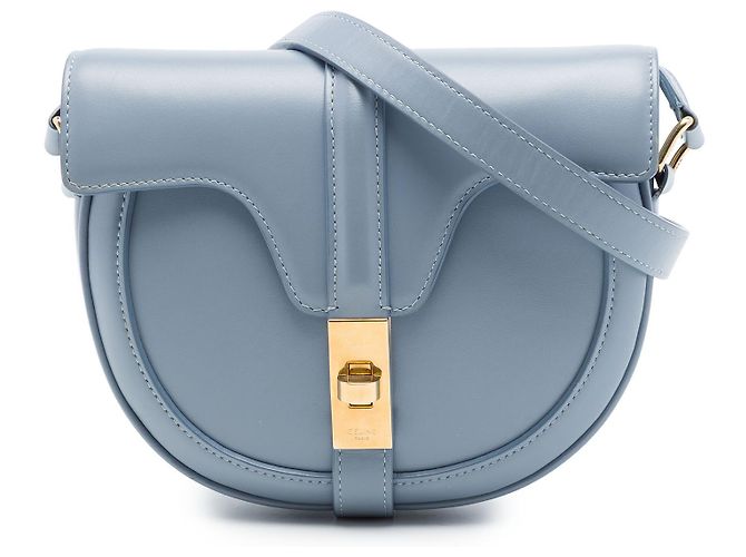 Céline Celine Besace 16 em pele de vitelo azul Small Azul claro