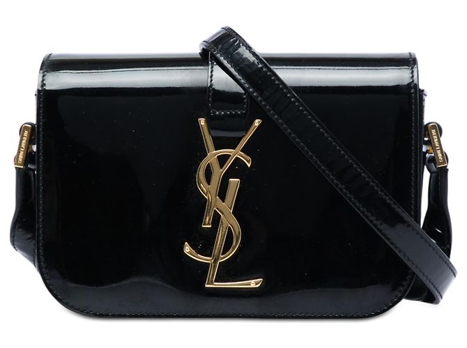 Bolsa transversal Saint Laurent Black Small Patent Monogram Universite Preto