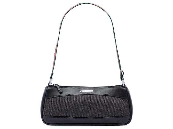 Bolsa de ombro Gucci em denim preto Web