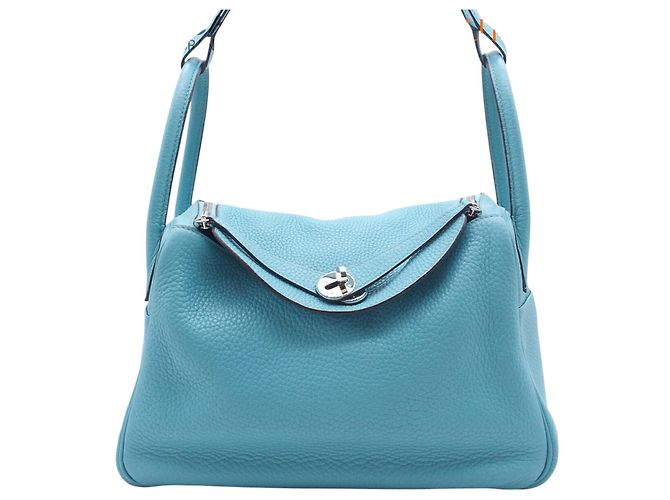 Hermès Blue Clemence Lindy 30 Blu chiaro