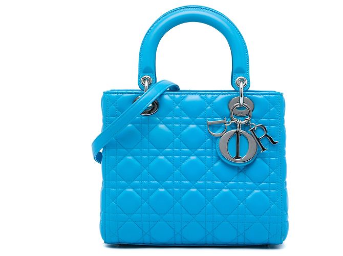 Dior Blue Medium Lambskin Cannage Lady Dior