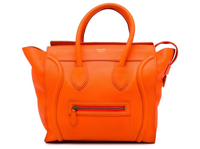Luggage Céline Bolsa Tote Celine Orange Mini de couro Laranja