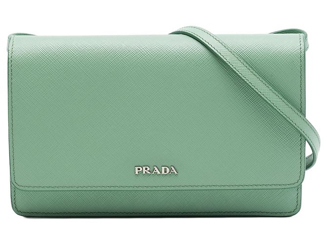 Carteira com alça de Saffiano verde da Prada Verde claro