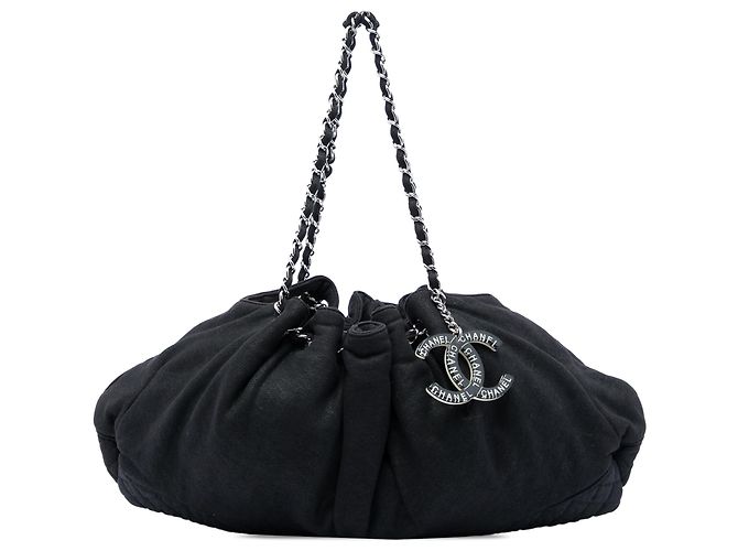 Chanel Black Jersey Melrose Cabas Noir