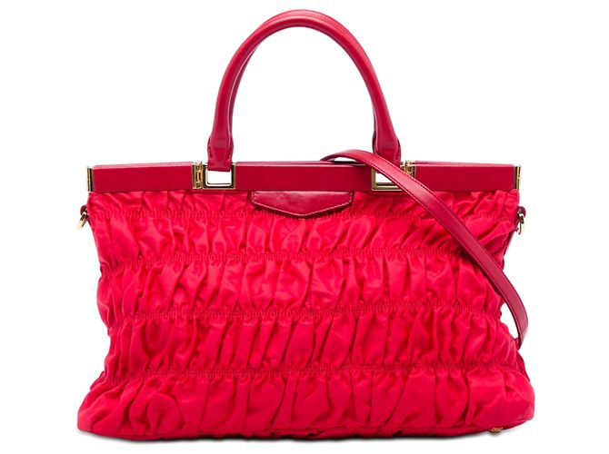 Sac à main à cadre Prada Red Tessuto Gaufre Rouge