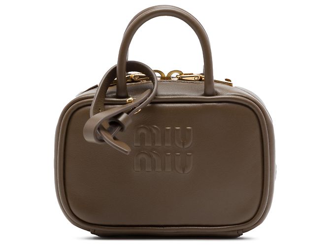 Miu Miu Borsa Softy Beau in microcapra marrone Cachi