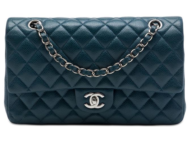 Chanel Blue Medium Classic Caviar Double Flap Azul