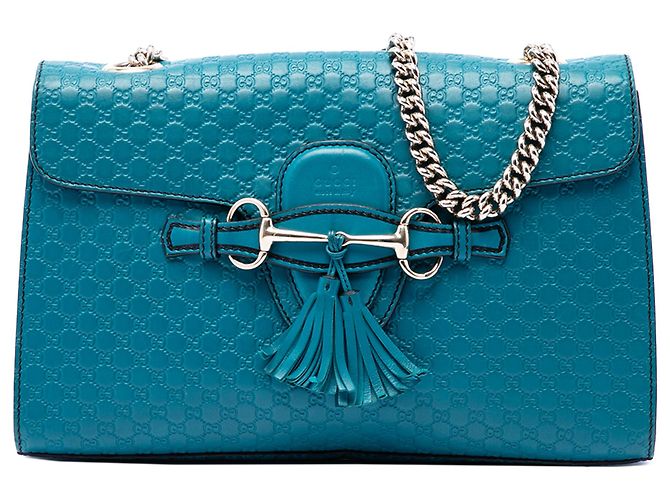 Bolsa de ombro Gucci Blue Medium Microguccissima Emily Azul Turquesa
